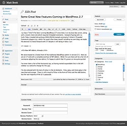 WordPress 2.7 Edit Post Screen